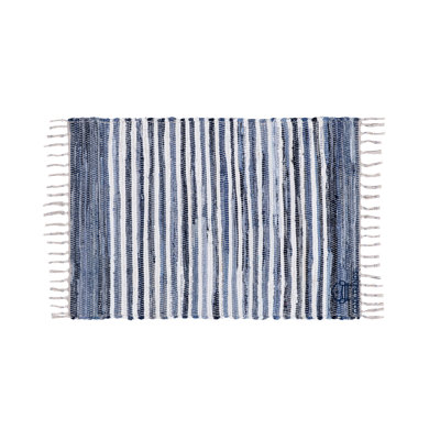 Handwoven Cotton Washable Reversible Rag Rug 2' X 3' With Tassels