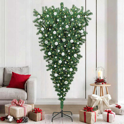 vidaXL Upside-down Artificial Pre-lit Christmas Tree with Ball Set