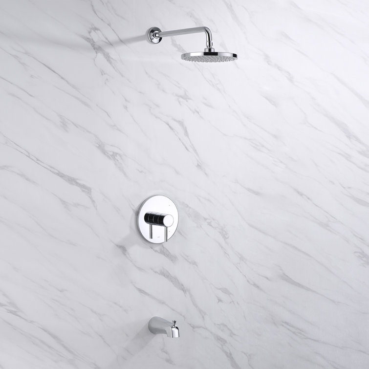 Rainfall Pressure-Balanced Tub and Shower Faucet with Rough-in Valve