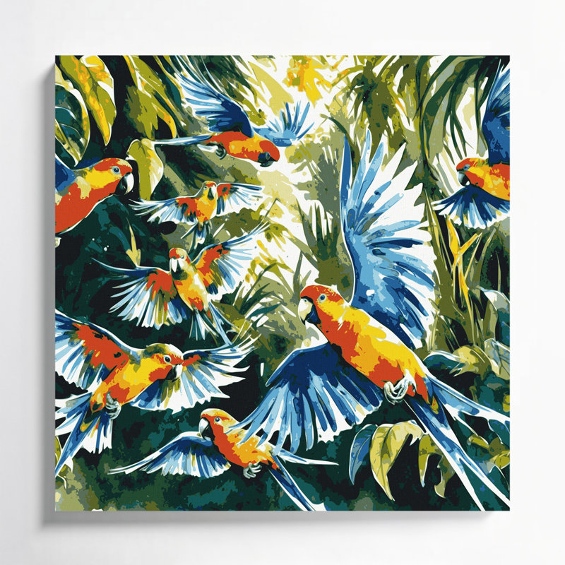 «Birds Rainbow Lorikeet», art mural sur toile bleue, H 16 po x l 16 po