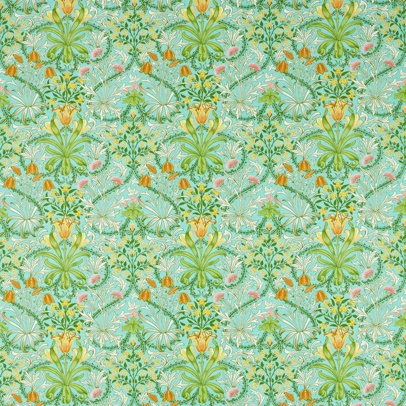 Woodland Weeds Fabric, Orange/Turquoise