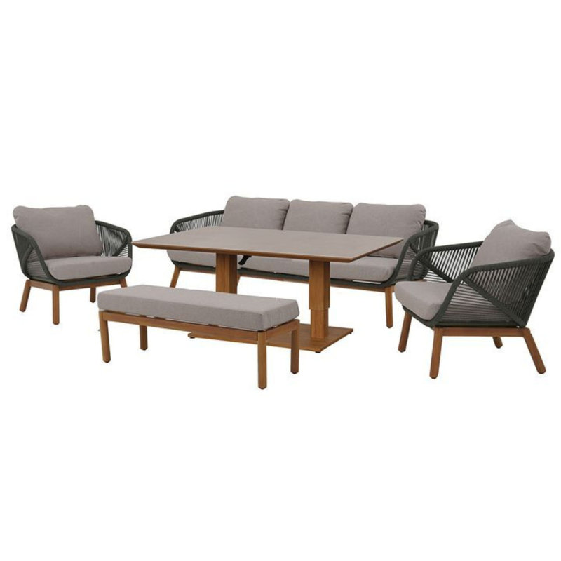 6 - Person Patio Dining Set with Rectangular Table , Cushions Included