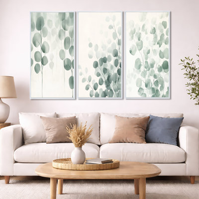"Minimal Leaves Beauty Calming", art mural encadré 3 pièces