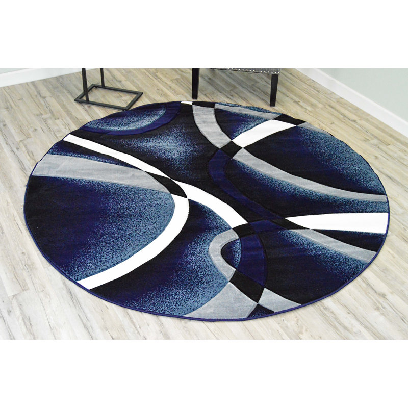 Mccampbell Abstract Area Rug, Round 7', Beige/Burgundy