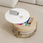 Table basse à plateau relevable moderne avec rangement et 3 repose-pieds blanc et naturel-2009061253