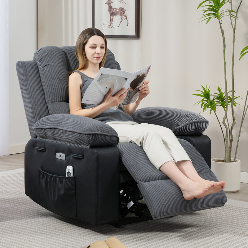 Aayansh Upholstered Recliner Heated Massage Chair, No, Grey