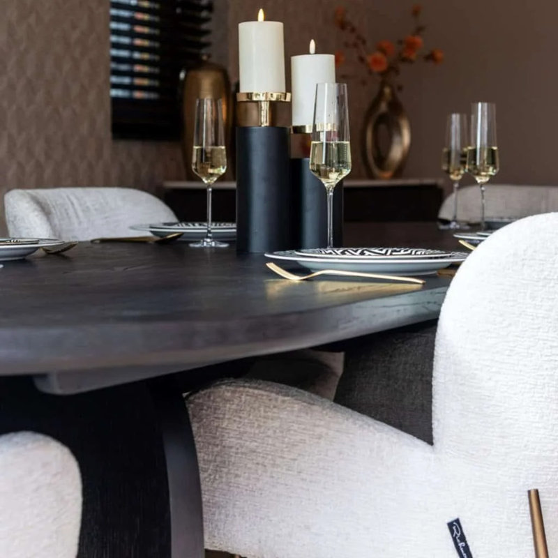 Fairmont Oval Solid Oak Dining Table, Black, 39" W x 93" L