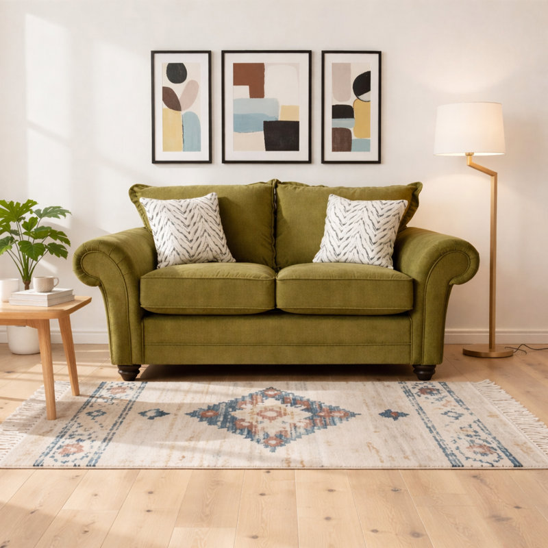 Dalton Textured Wave Sofa- Made in the UK, 2, Sage