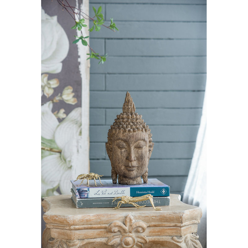 Sculpture tête de bouddha méditante 6,5 x 6,3 x 12 po, grand