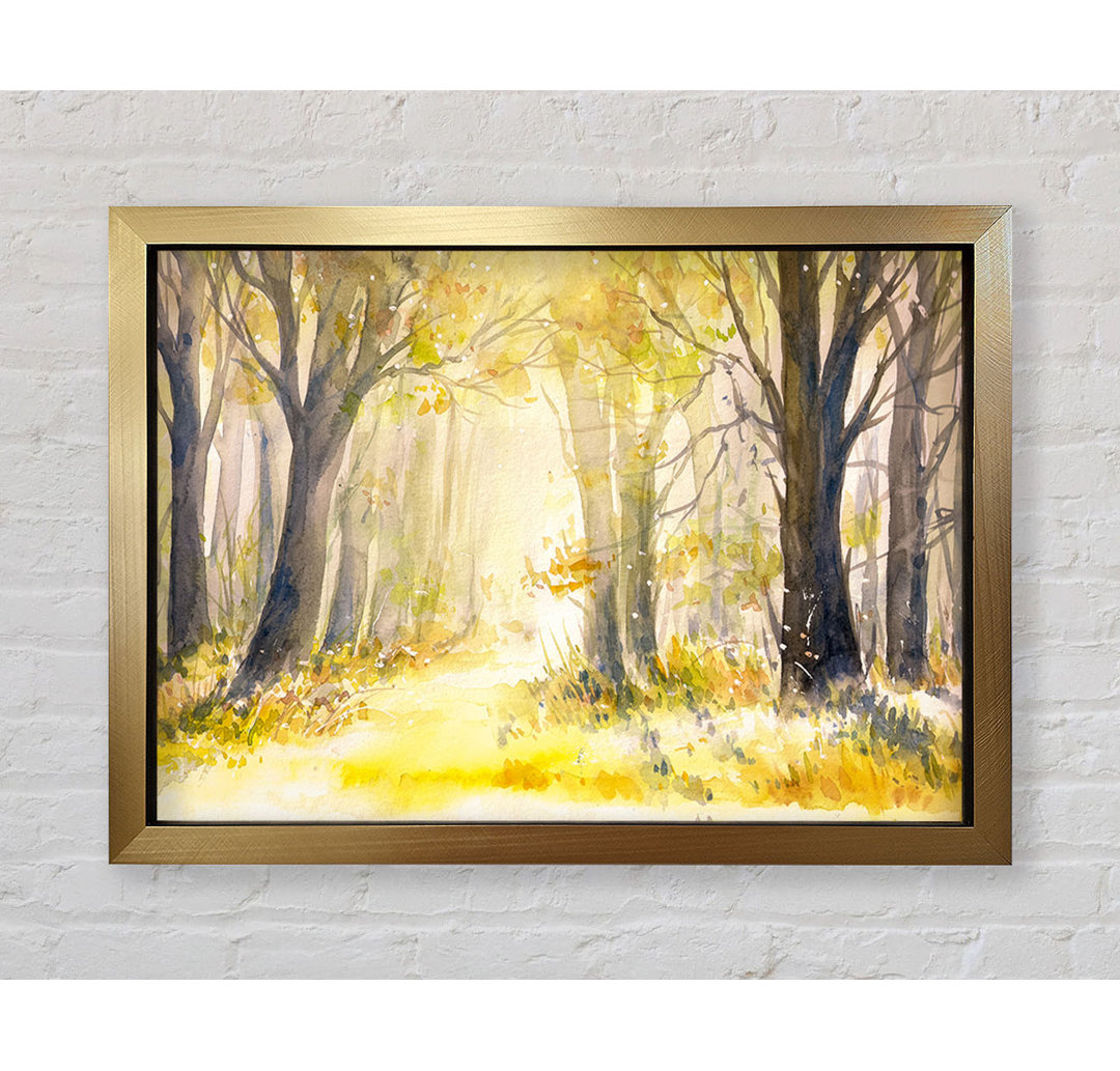 Yellow Forest Woodland Aquarell - Einzelner Bilderrahmen Kunstdrucke