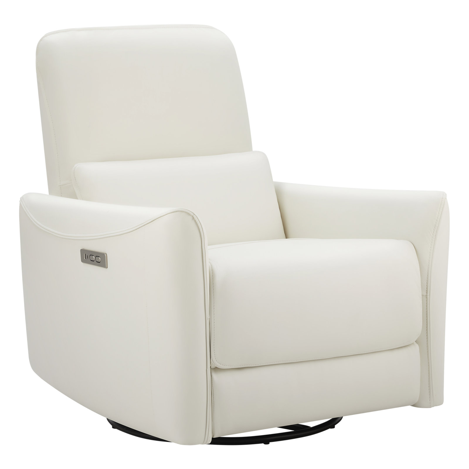 Nikolas Santo Genuine Leather Swivel Power Recliner, White