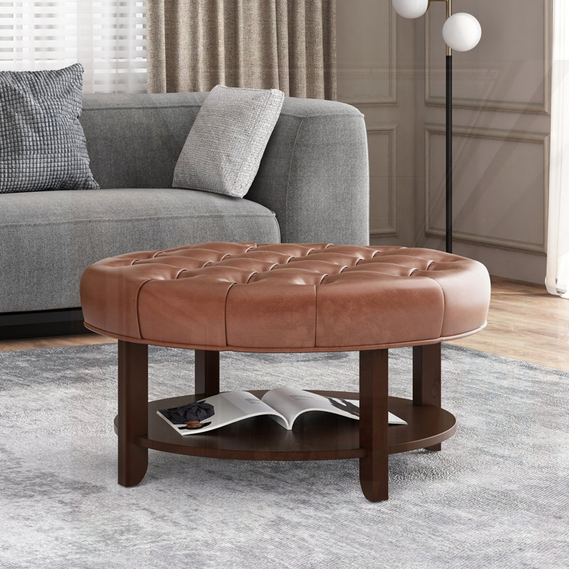 OTTOMAN ROND, Brun clair