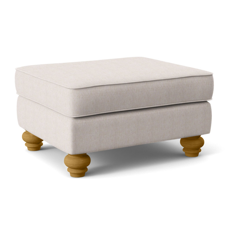 Lowell Upholstered Ottoman, White Sugar Performance; 0863-91, Honey Finish
