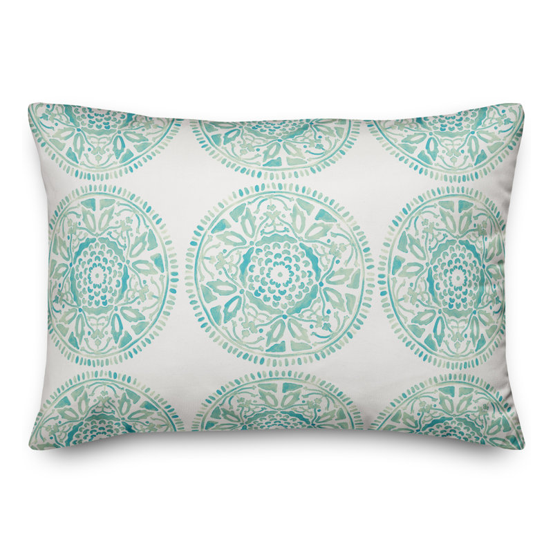 Floral Outdoor Reversible Throw Pillow, Teal