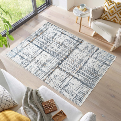Abimbola Collection Gray/Beige/Navy Abstract Area Rug