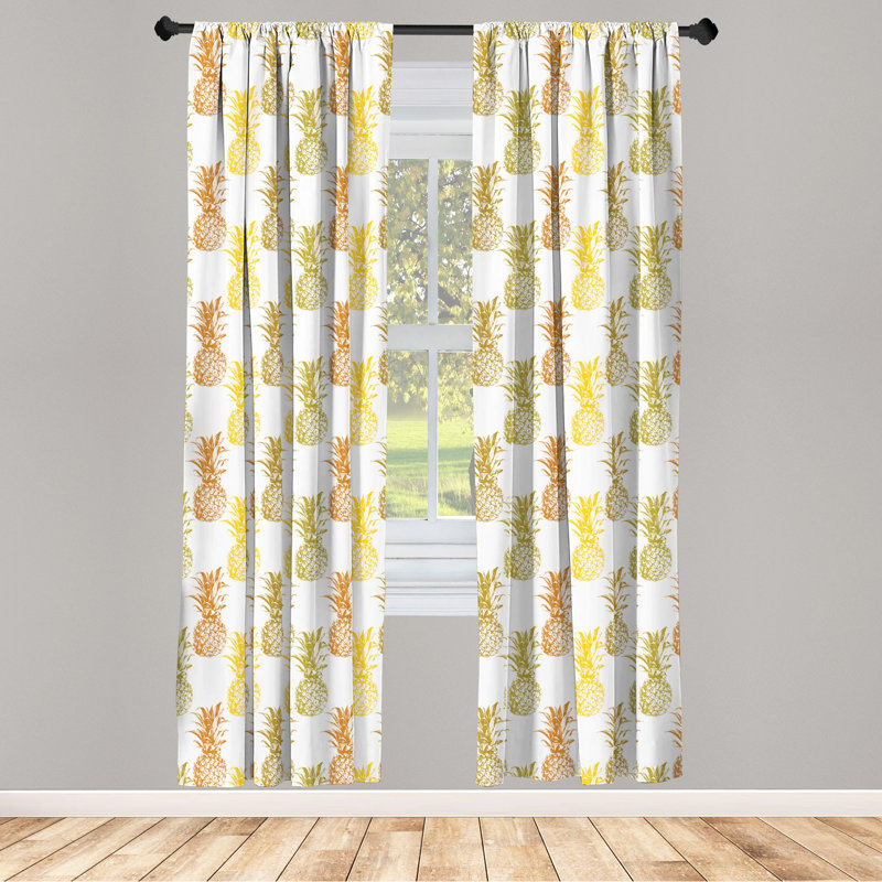 Pineapple Semi-Sheer Rod Pocket Curtain Panels, 28" x 84"