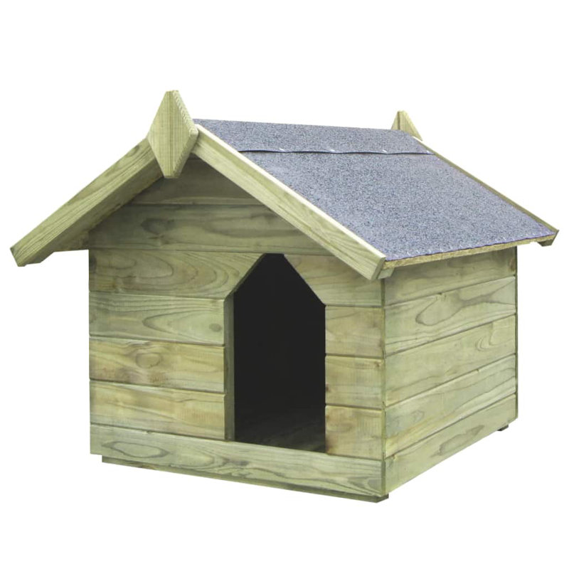 Cale Impregnated Pinewood Portable Dog House, 65cm H  x 75 cm W x 78 cm D