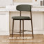 Ensemble de 2 tabourets de bar à hauteur de comptoir pour îlot de cuisine - tabourets rembourrés modernes avec pieds en métal grain de noyer, assise verte