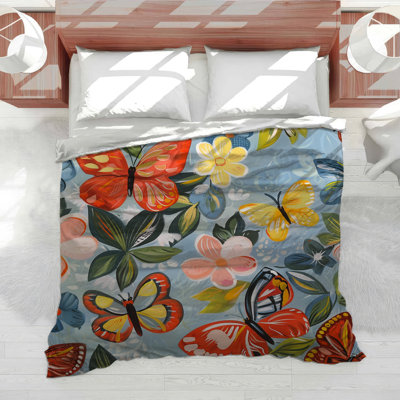 Butterflies Bedding Insect Duvet Cover Shabby Chic