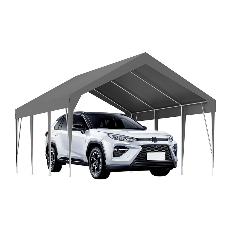 10 x 20 FT Heavy Duty Carport Canopy Portable Garage Shelter, Waterproof UV-Resistant Outdoor Storage Cover with Adjustable Height for Cars Boats