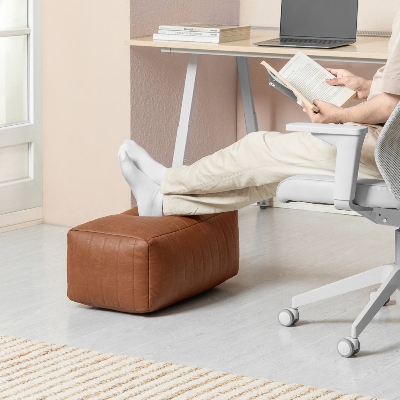 Adelene Jae Florence Footrest - 20X12X10, Camel, Vinyl