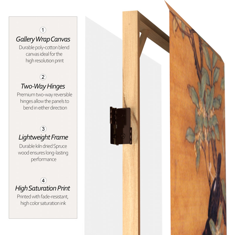 East Asian Art Canvas Folding Room Divider, Garden