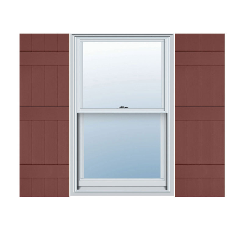 Builders Edge, volets sur mesure TailorMade jointés, volets Board-n-Batten, avec volets à volets, Rouge bourgogne, 66"