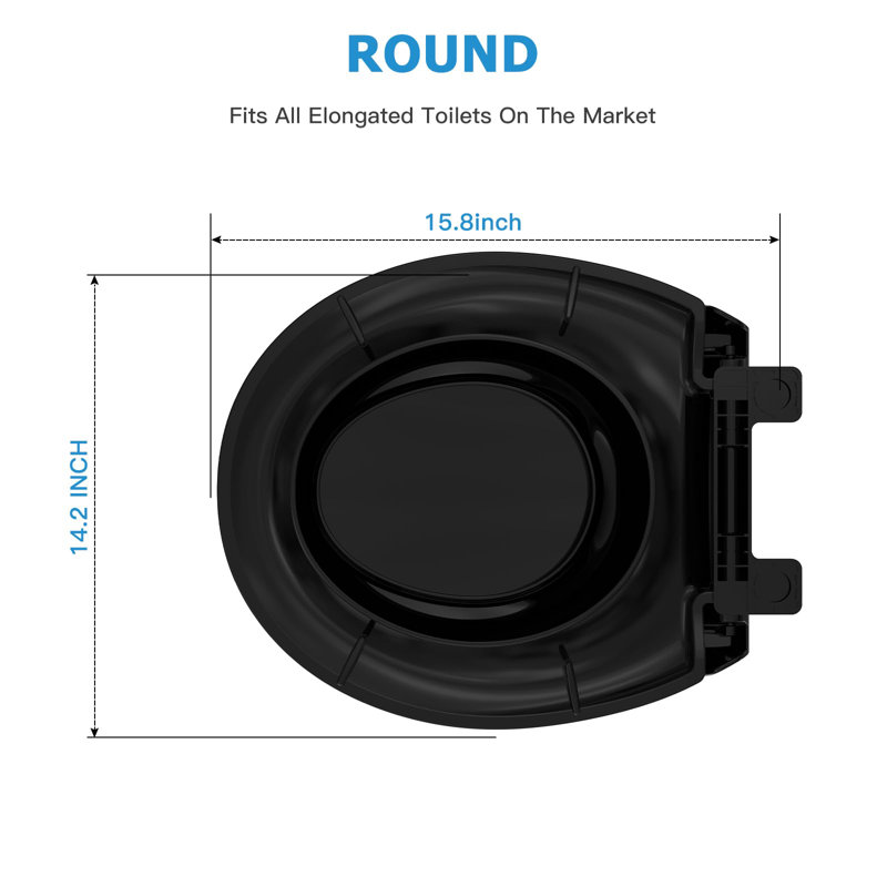 Toilet Seat With Toddler Seat Built In, Round Toilet Seat For Potty Training, Fits Both Adults And Children(Round), Black
