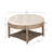 Round Ottoman, Small Upholstered Coffee Table, Button Tufted Ottoman With Wooden Shelf, Indoor Small Ottoman-91485772