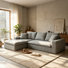 Canapé d'angle moderne gris foncé de 234 cm avec méridienne