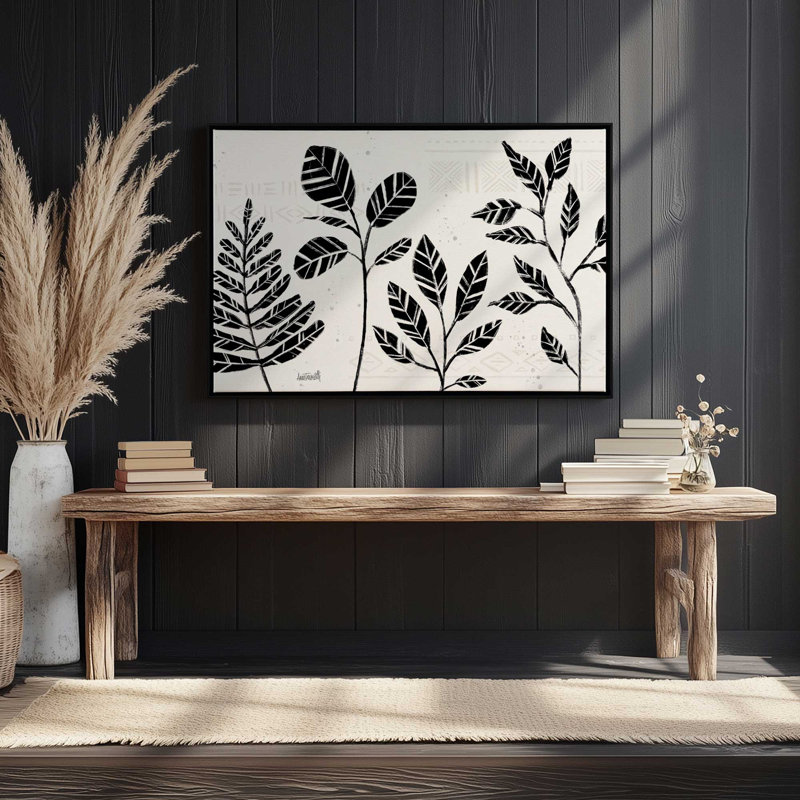 «Black and White Botanicals I», reproduction sur toile dans un cadre, H 24,75 po x l 36,75 po, Érable américain