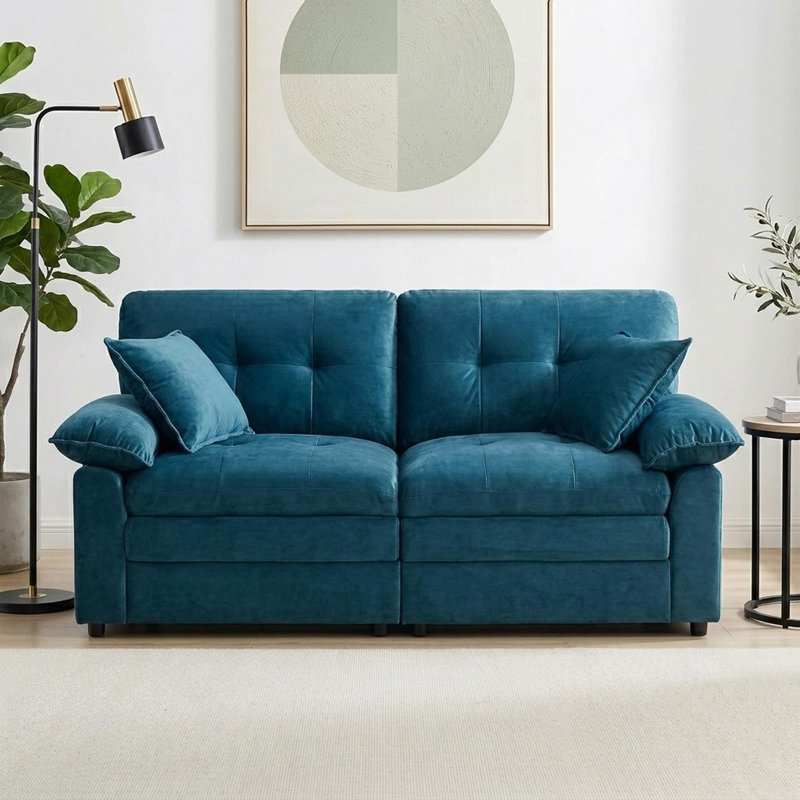 Canapé 84 po Chenille, Bleu