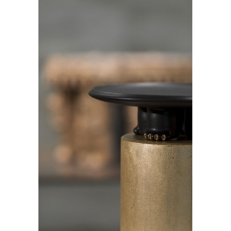 Jama Decorative Ceramic Platter In Dark Green Glaze With Gold Luster Details, By Andean, In Stock, Dark Green