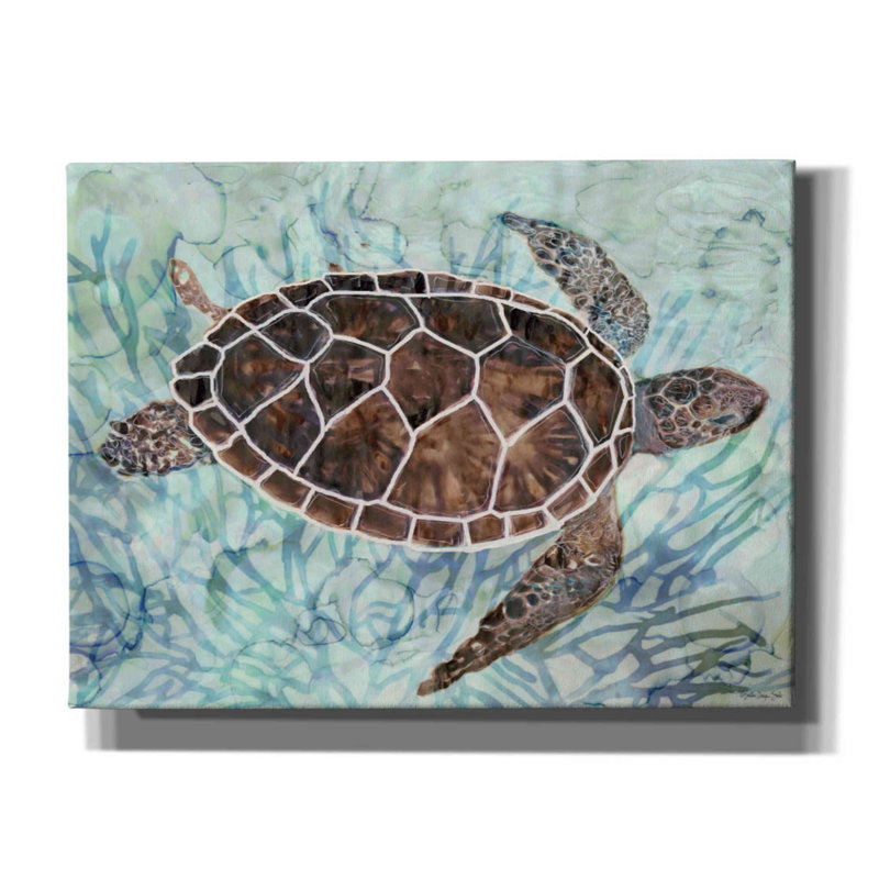 «Sea Turtle Collage 1» par Stellar Design Studio, art mural sur toile, H 12 po x l 16 po x P 0,75 po