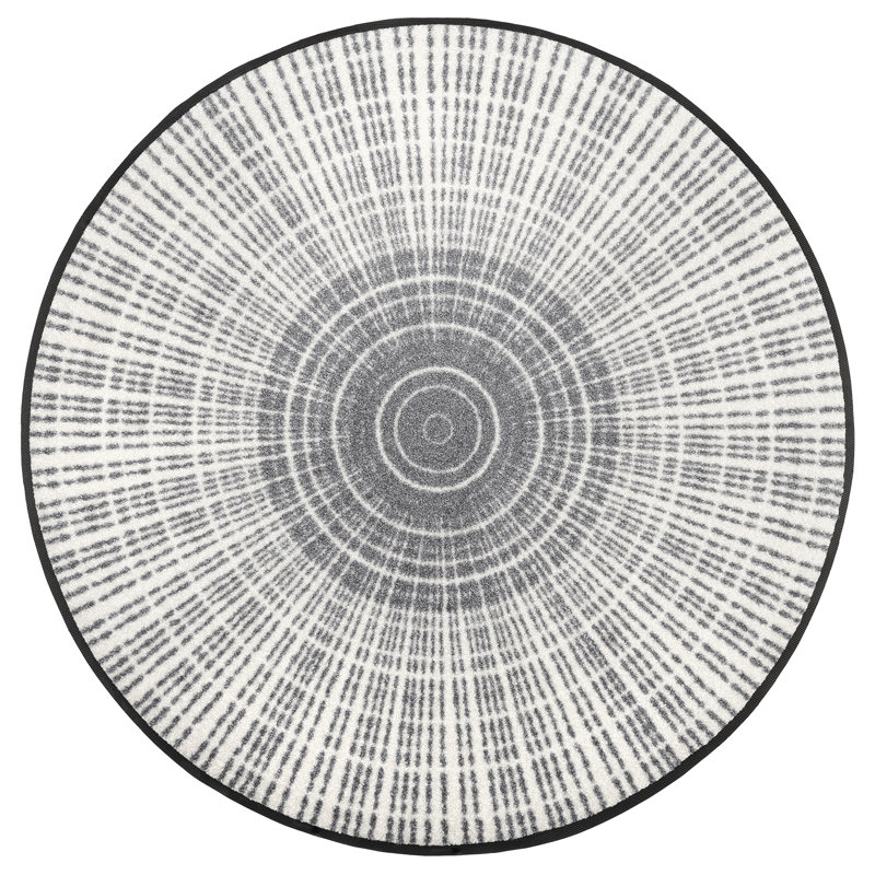 Cascara Non-Slip Geometric Indoor Doormat, Grey, Round 145cm