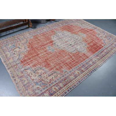 Grand tapis turc antique orange pour chambre à coucher ou salon bohémien avec attrait rétro