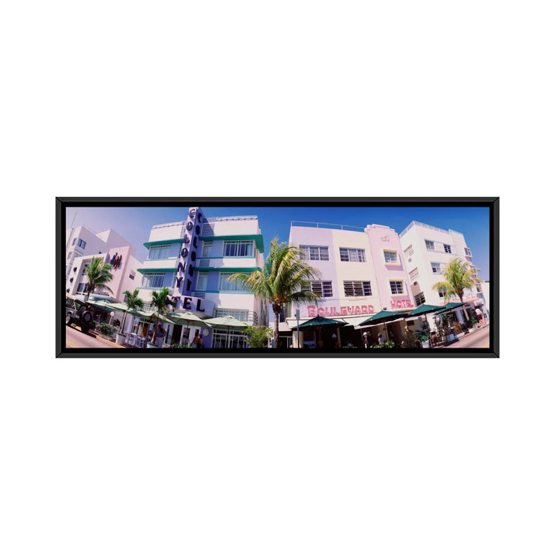 «Miami Beach, Florida», reproduction de photo sur toile, H 24 po x l 72 po x P 1,5 po, Toile avec cadre noir