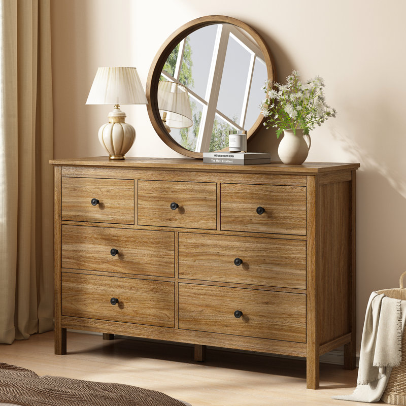 Commode 7 tiroirs Marianne, Chêne rustique
