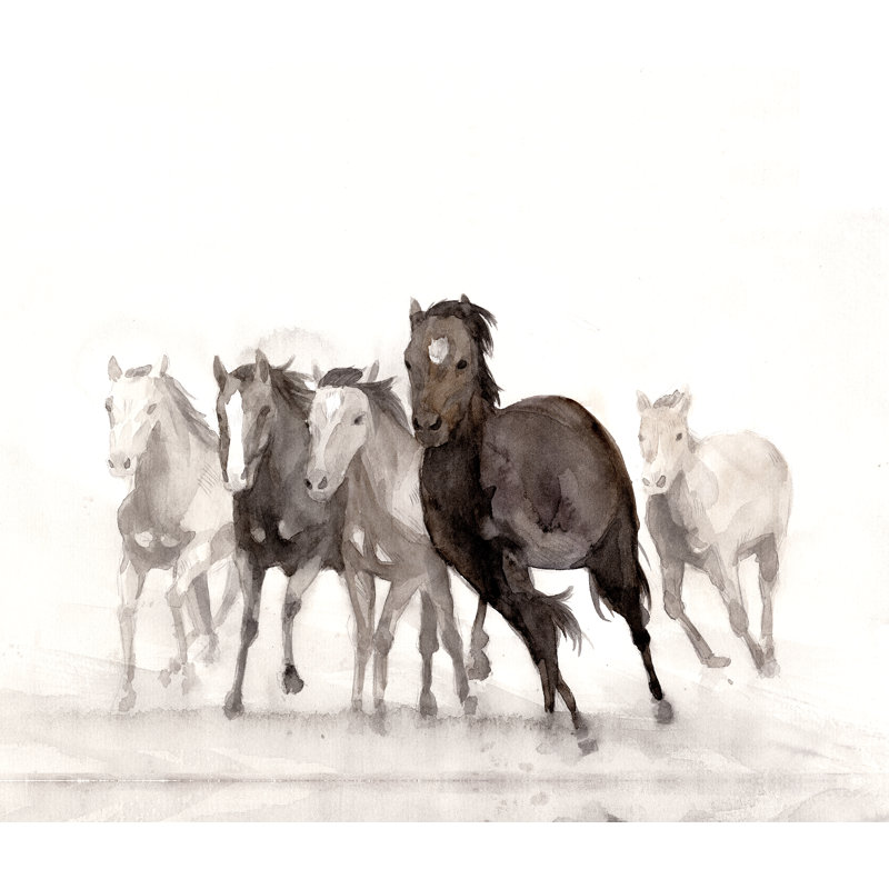 Running Horses Group - Painting Print, Wrapped Canvas, 51cm H x 76cm W