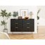 Commode moderne 6 tiroirs, commode moderne avec poignées en métal, commode de rangement, tiroir large-281692544