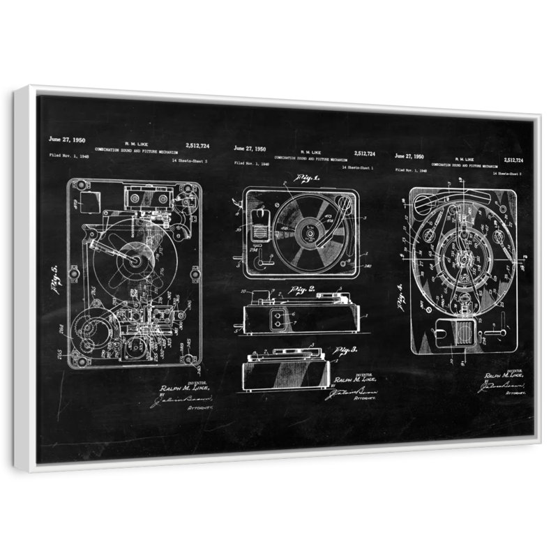 Mécanisme combiné de son et image, Cadre flottant blanc, 31 po x 21 po
