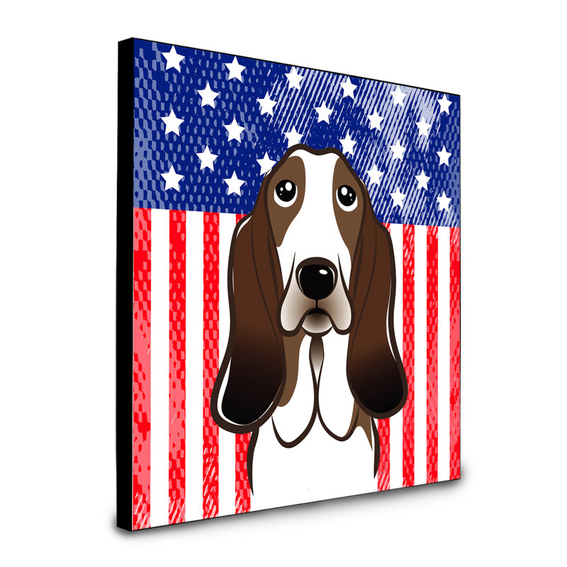 « american flag », art encadré Macomb, Basset hound