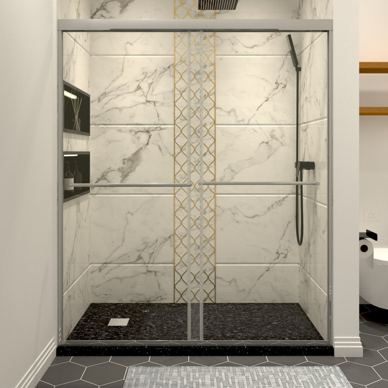 Strong and explosion-proof safety shower door, Chrome