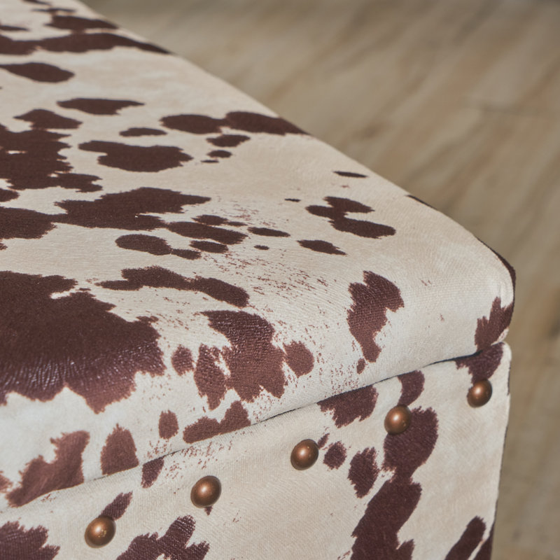 Ridder Storage Ottoman, Bench with Nailhead Accents, Brown/White