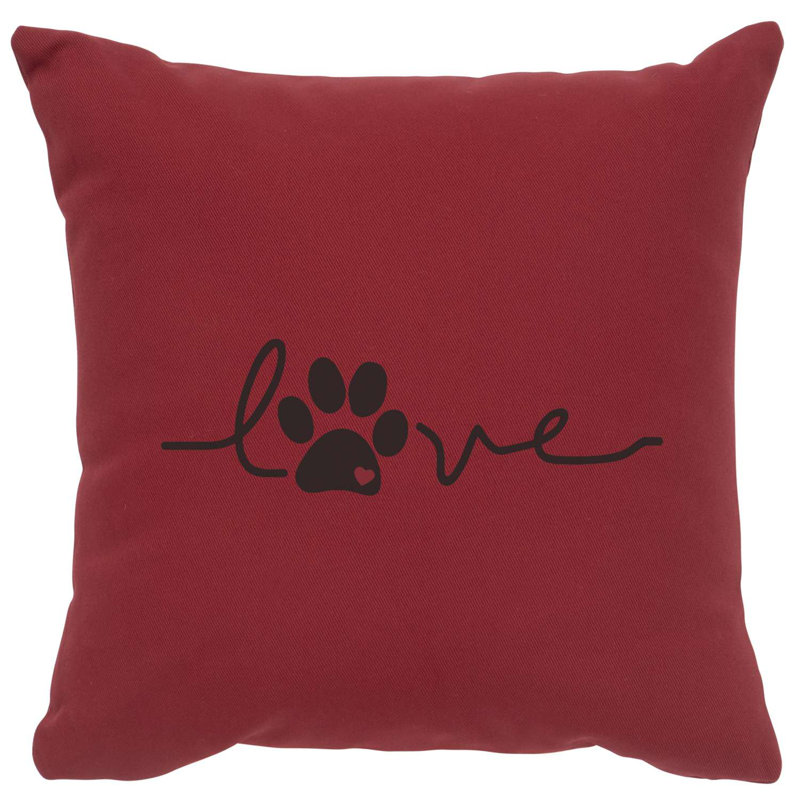 Coussin Wooded River Image - Love Paw - brique de coton, Rouge