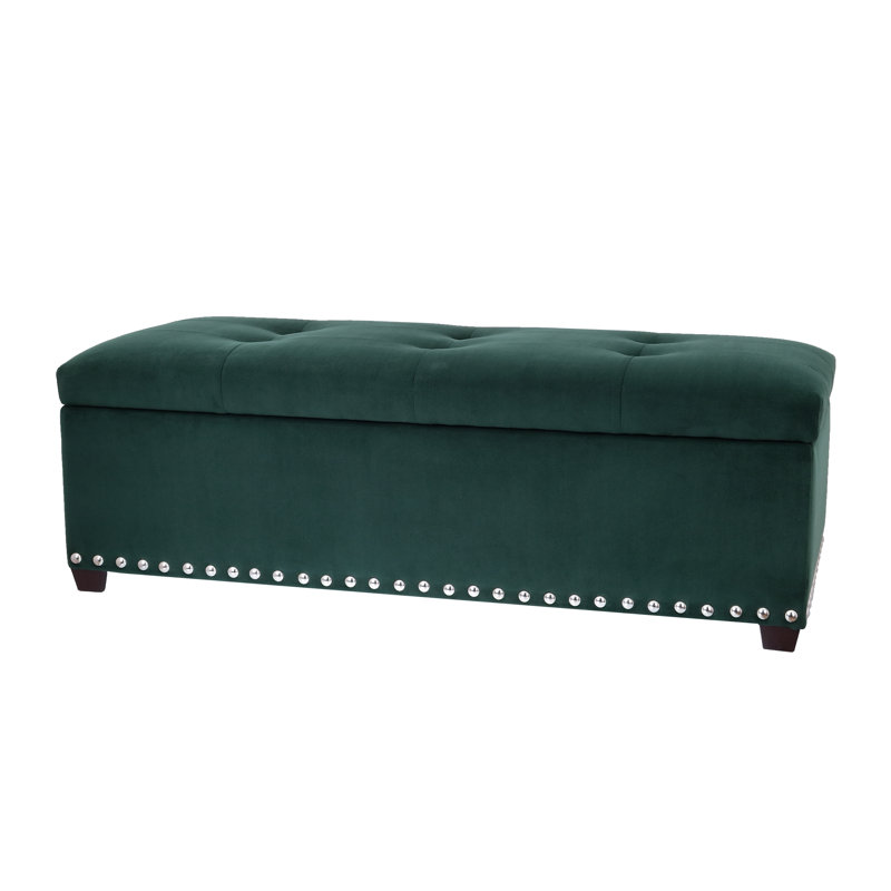 Repose-pieds avec rangement The Crew Furnituregalleon, Velours vert