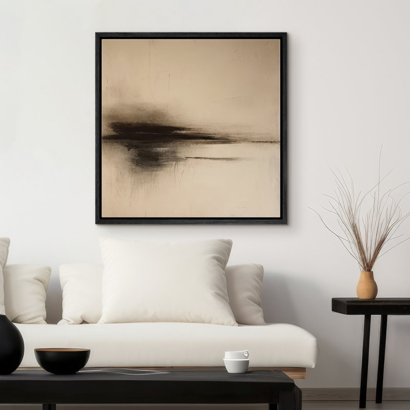 Reproduction de paysage abstrait encadrée d'art mural sur toile pour un décor rétro, Noir, H 16 po x l 16 po