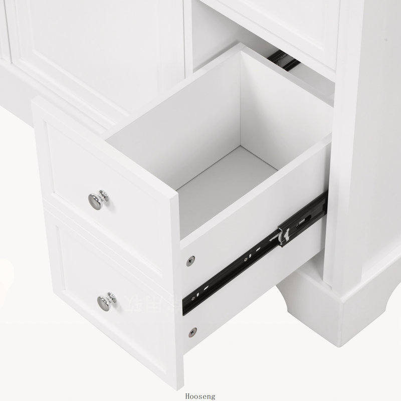 Meuble-lavabo autoportant de 30 po avec comptoir d'évier, armoire en bois massif et panneau de fibres à densité moyenne avec 1 porte et 2 tiroirs, tablette ouverte, blanc