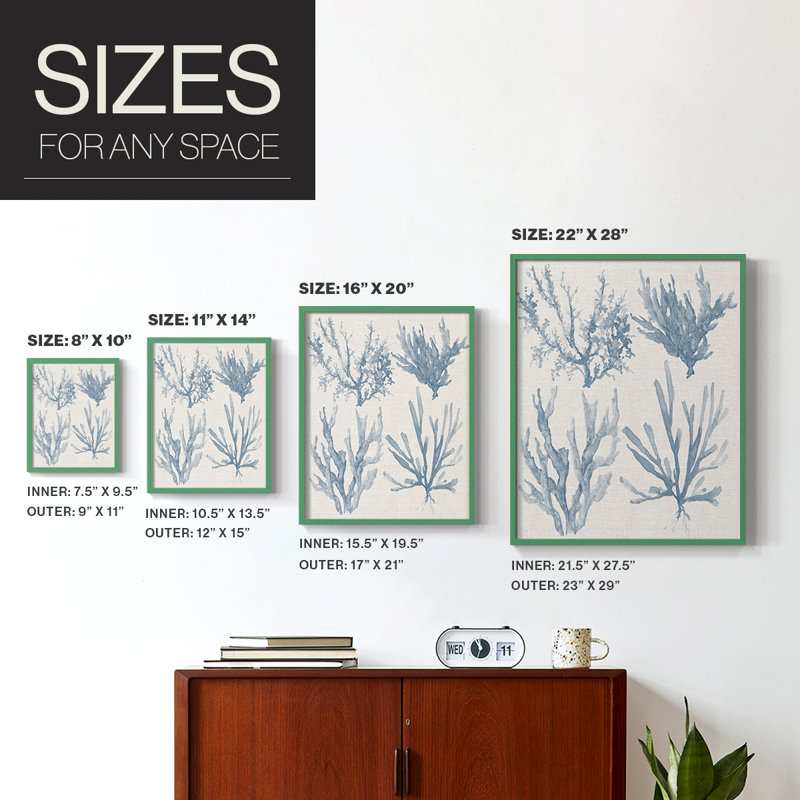 Collection Sea Coral II, impression encadrée - bois massif, H 30 po x l 24 po, Vert