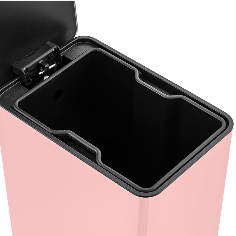 Poubelle à pédale rectangulaire 10L en acier inoxydable - Basics by Wayfair ™, Rose clair